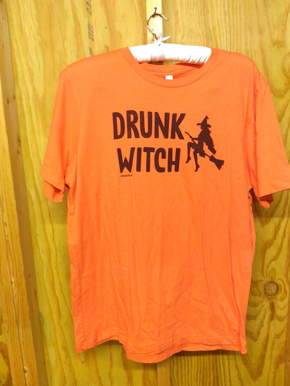 Bella Canvas XL Orange Drunk Witch Halloween Graphic T-Shirt Short Sleeve Cotton